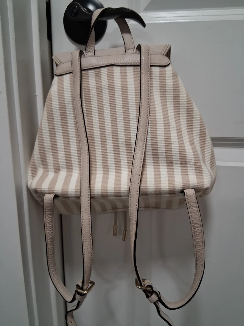 kate spade Cream and Light Beige Striped Mini Backpack